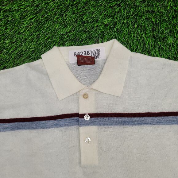 Vintage 80s MOD Striped Collared Sweater S/M 20x25 Cropped Light-Weight - Picture 8 of 11